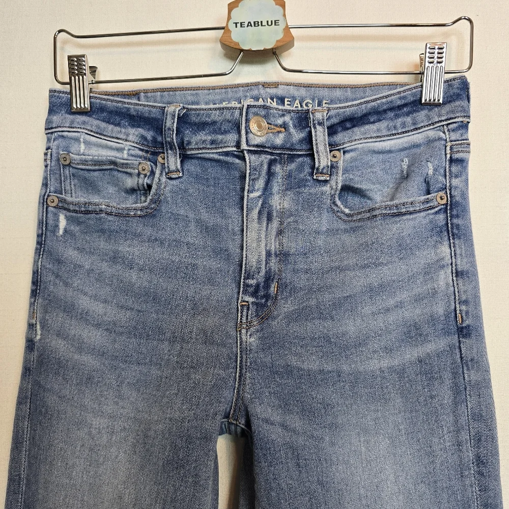 AE American Eagle Ne(x)t Level Festival Flare Jean In Indigo Fray 6 R - Picture 10 of 15